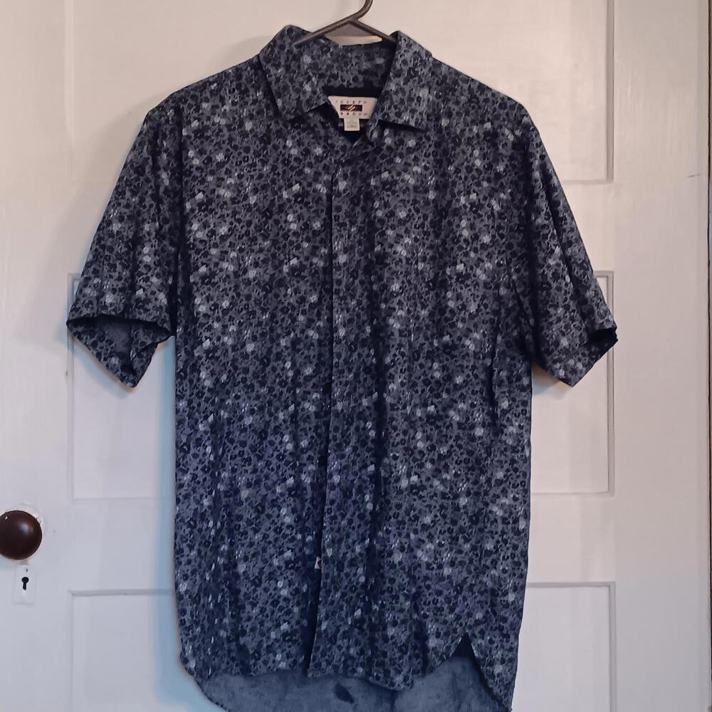 Joseph Abboud Button-Up Dress Shirt | Regular Fit M Blue Floral Summer Classy
